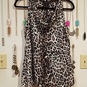 Leopard cowl neck top